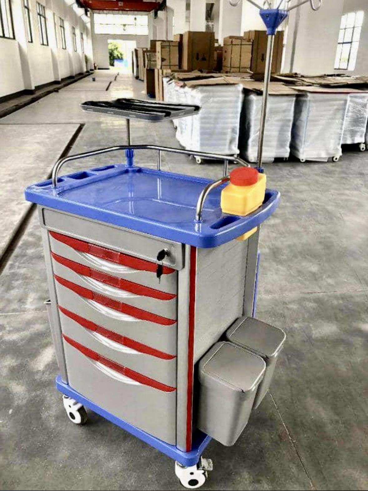 Mobile Medical Crash Cart (Emergency Trolley) – 5 Drawers 1